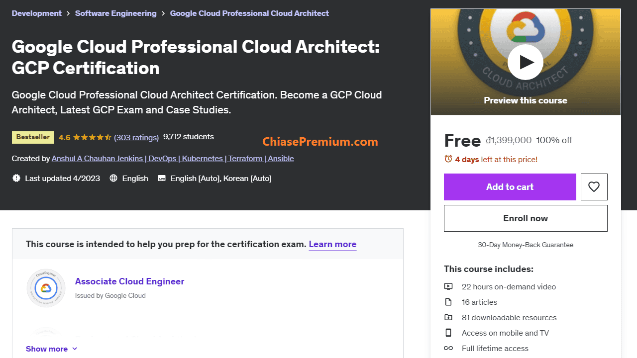 Google Cloud Professional Cloud Architect GCP Certification