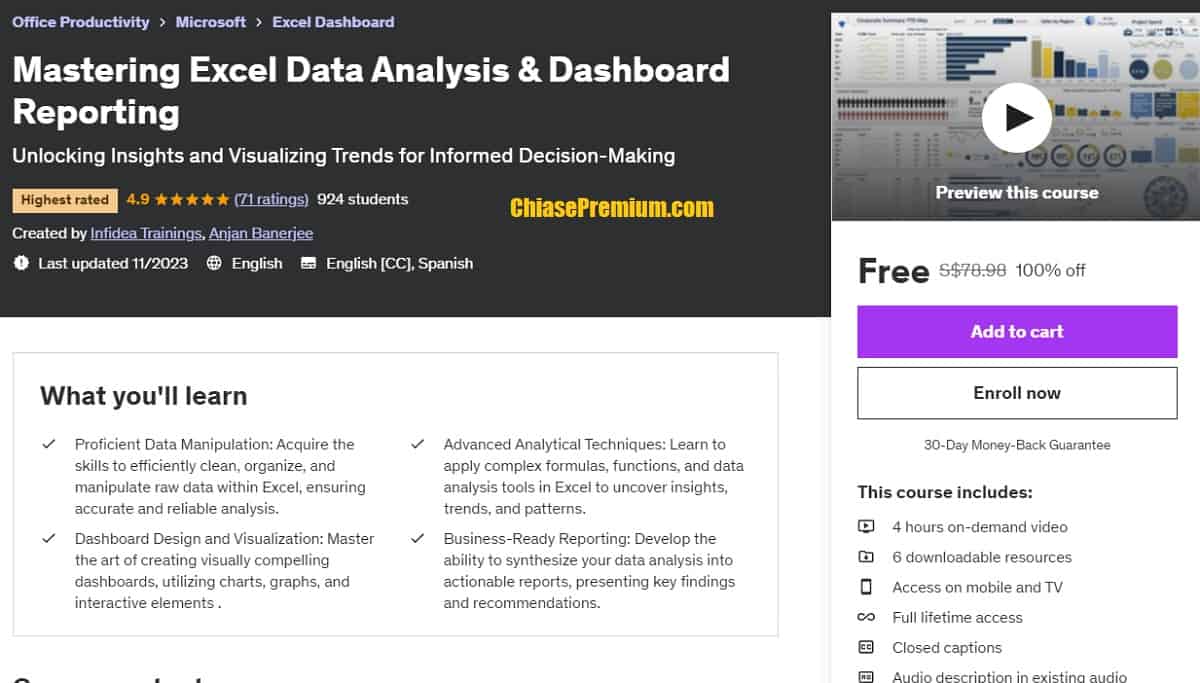 Mastering Excel Data Analysis & Dashboard Reporting