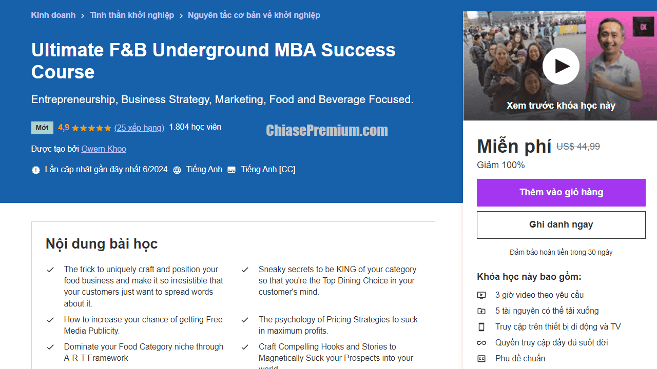 Free "MBA Programs in Food and Beverage" course