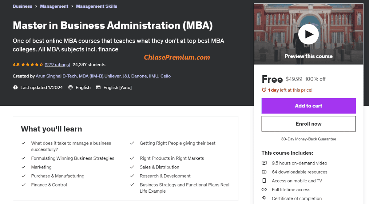 Free "Master in Business Administration (MBA)" course