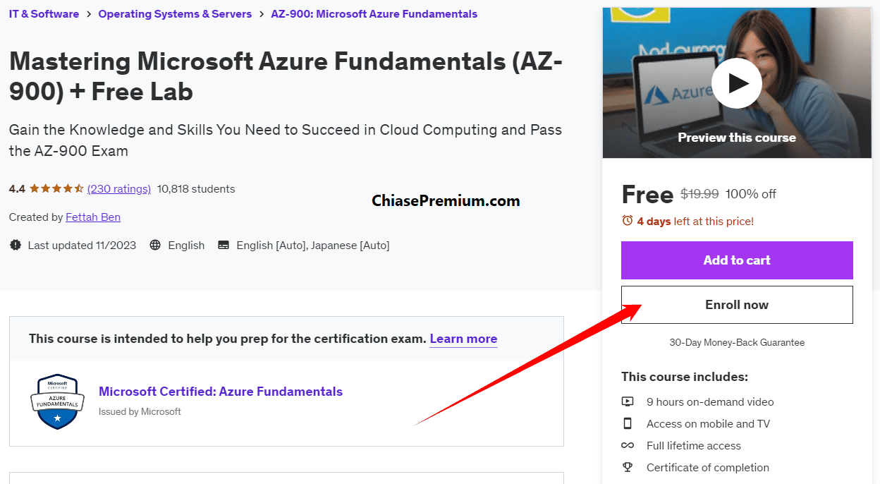 Khóa học Mastering Microsoft Azure Fundamentals (AZ-900) + Free Lab