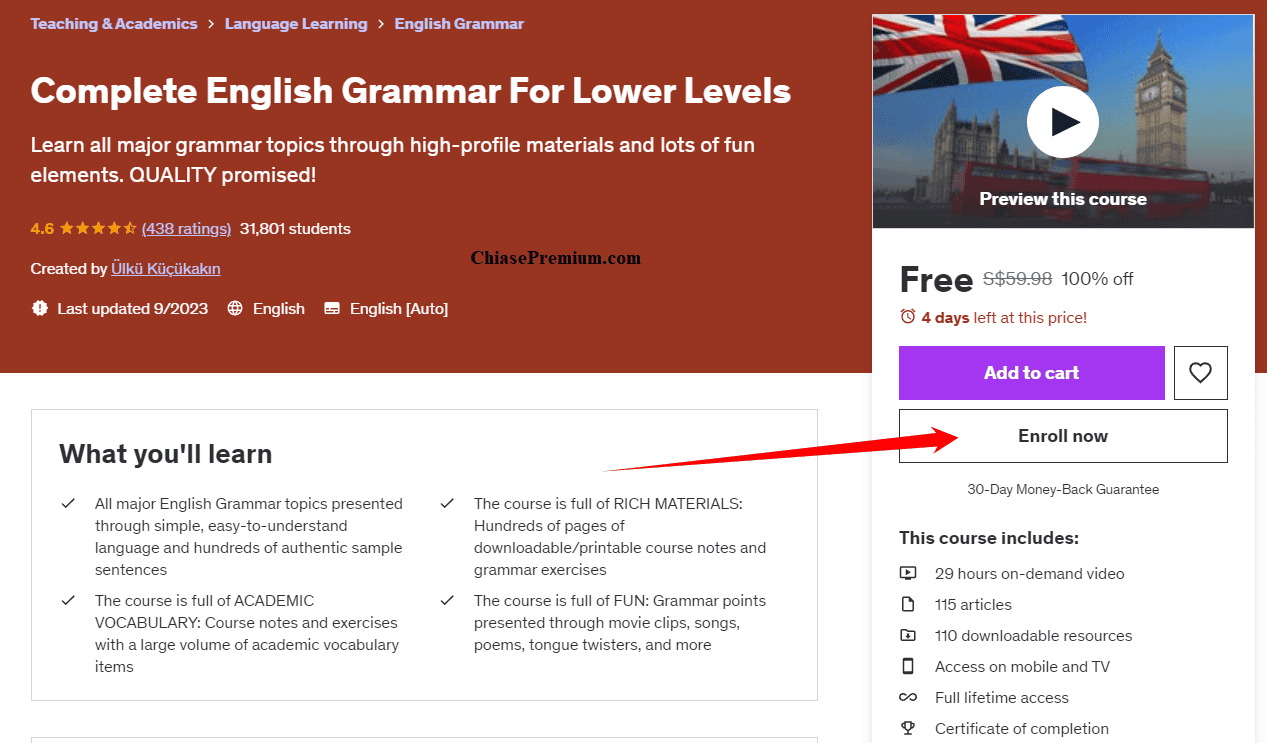 Khóa học ngữ pháp tiếng Anh dành cho người mới bắt đầu. 