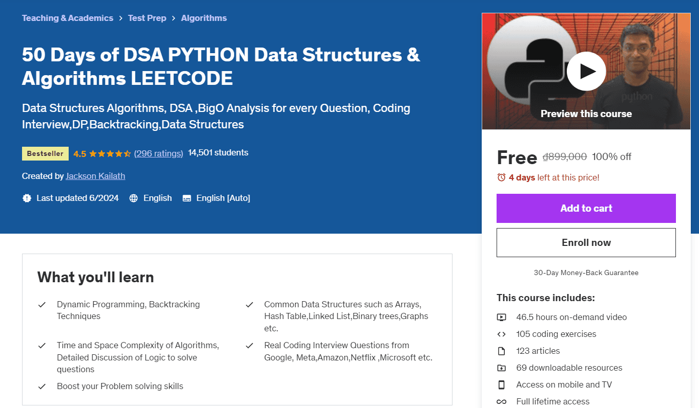 50 Days of DSA PYTHON Data Structures & Algorithms LEETCODE