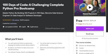 Free "100 Days of Code A Challenging Complete Python Pro Bootcamp" course