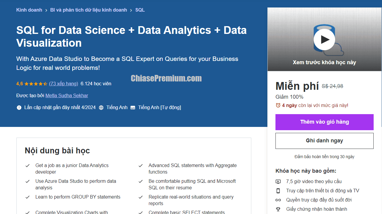 Khóa học SQL dành cho Data Analyst