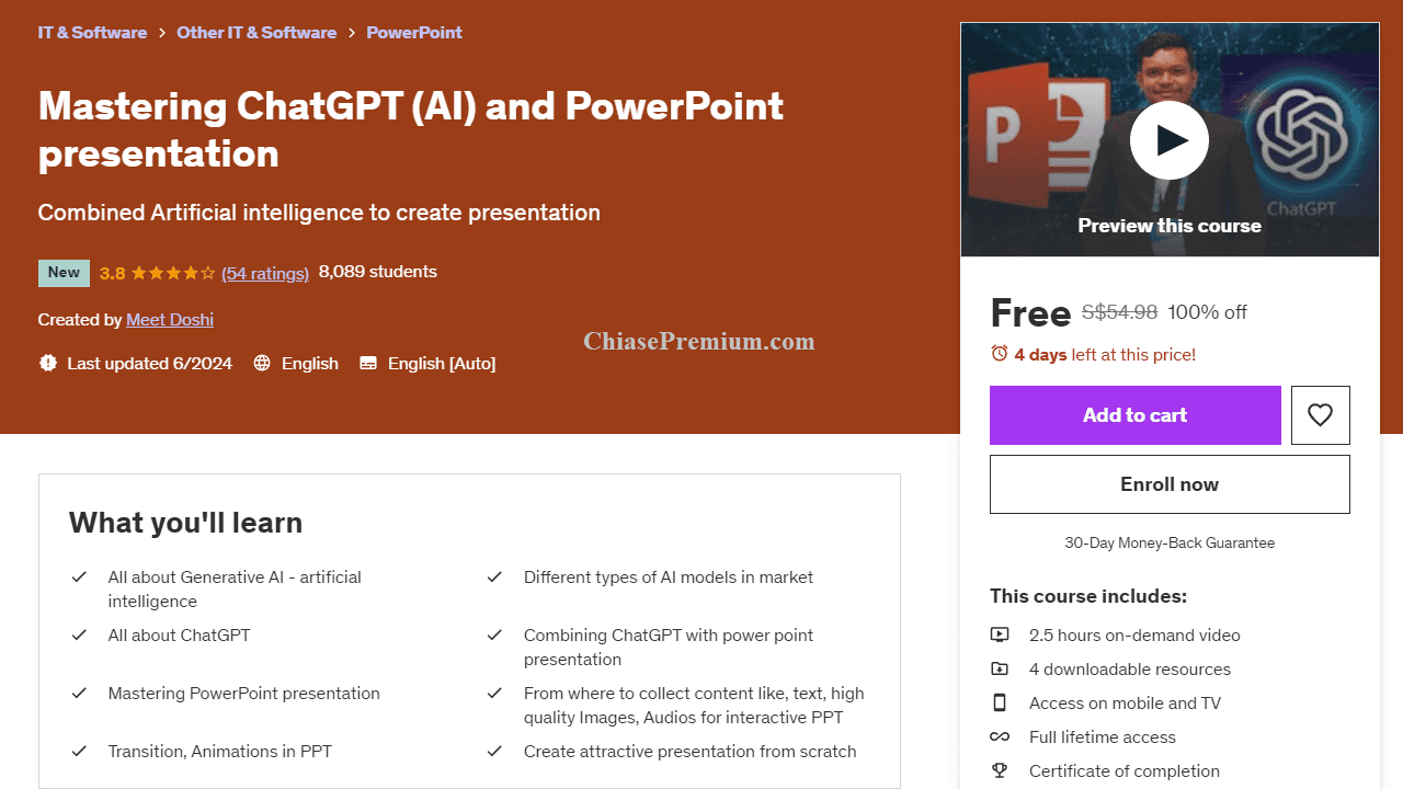 Mastering ChatGPT (AI) and PowerPoint presentation course