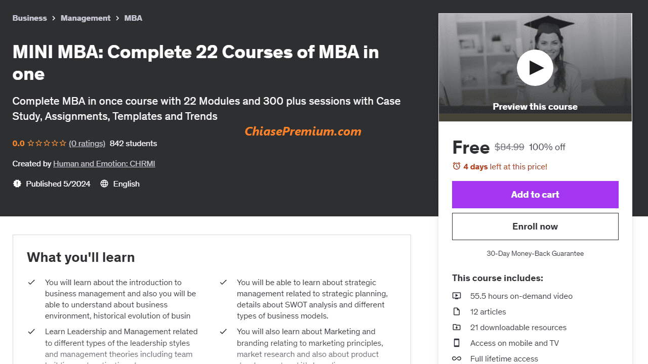 Free MINI MBA Complete 22 Courses of MBA in one