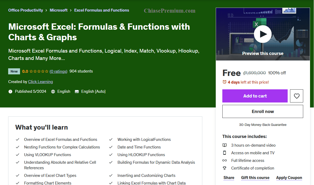 Microsoft Excel: Formulas & Functions with Charts & Graphs