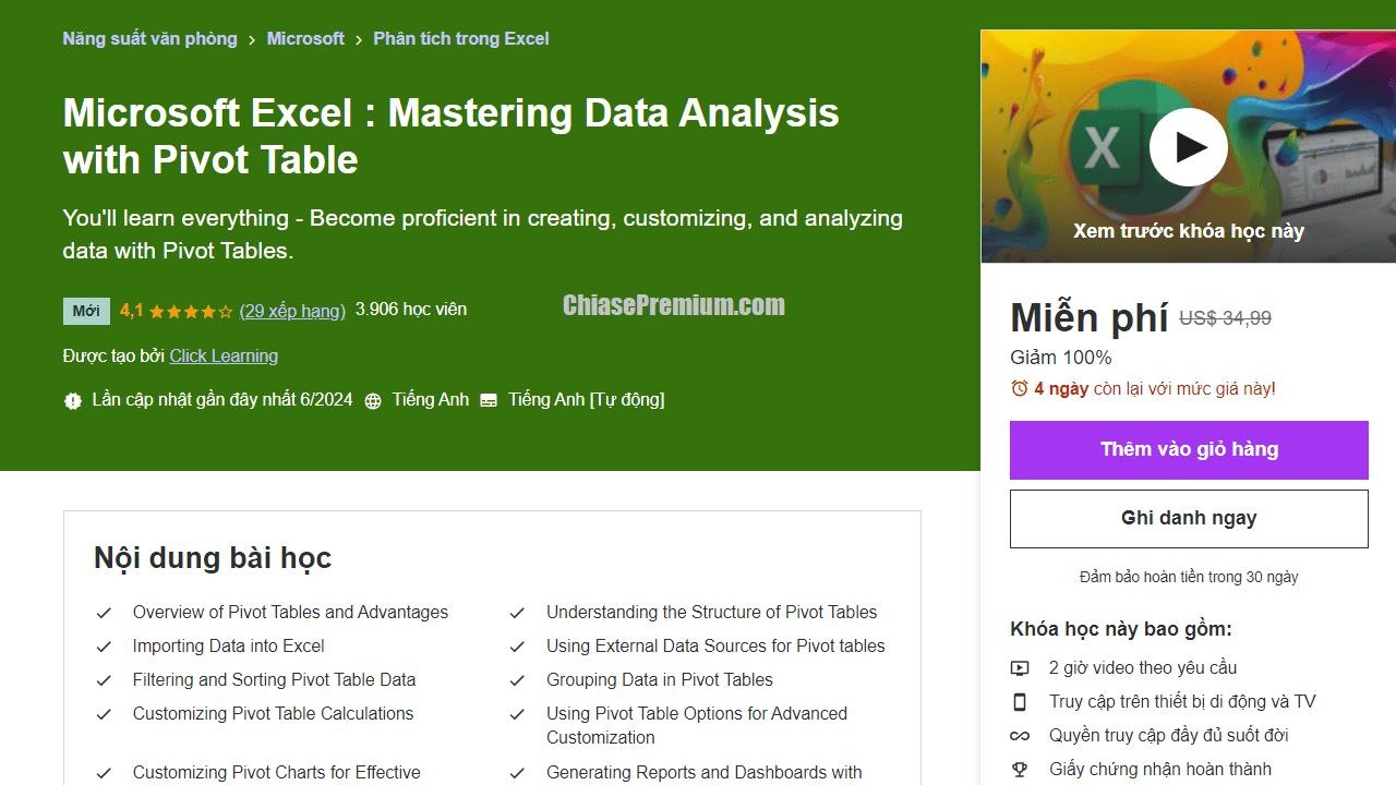 Thành thạo Pivot Table trong Excel