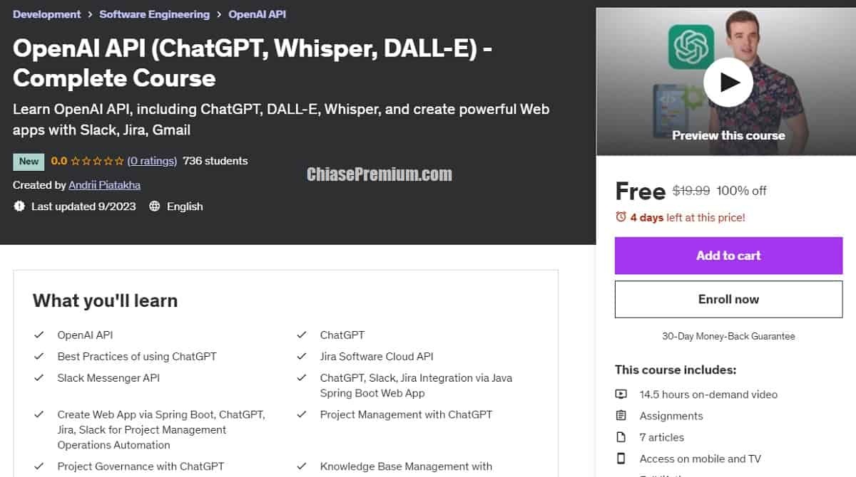 OpenAI API (ChatGPT, Whisper, DALL-E) - Complete Course