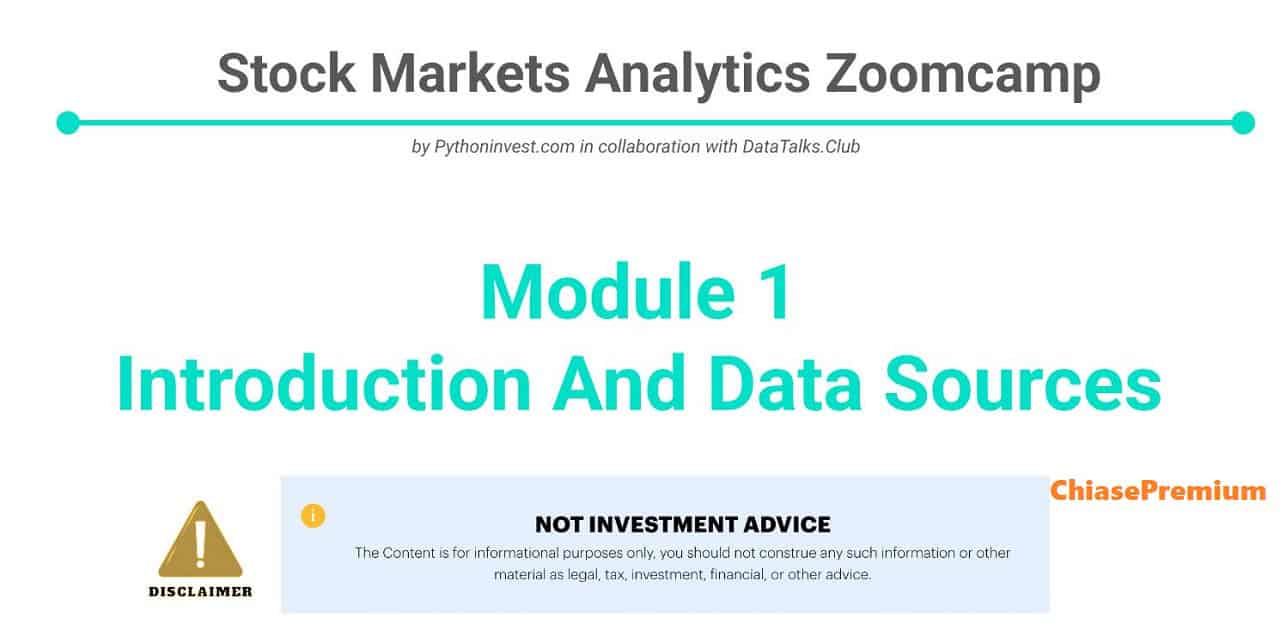 Slide of Course Materials for Analytics in Stock Markets Zoomcamp