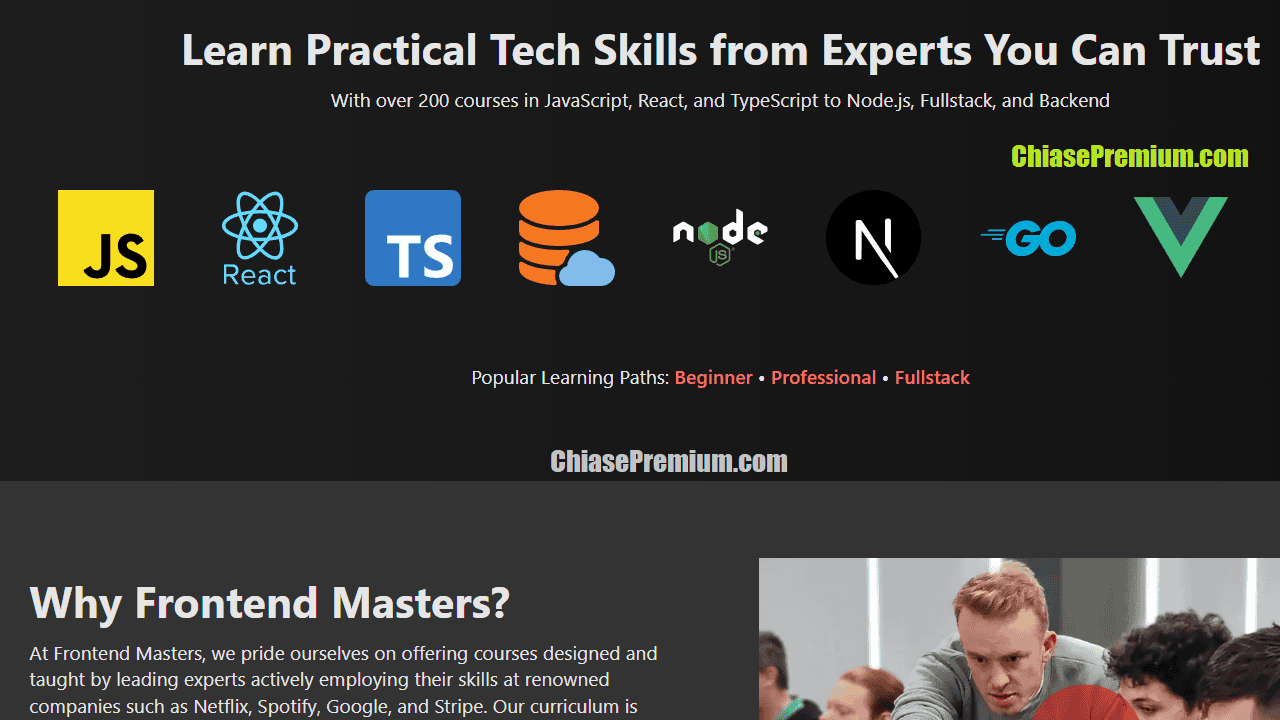 Chia sẻ tài khoản FrontendMasters.com, không chỉ học Front-End mà còn Full-Stack