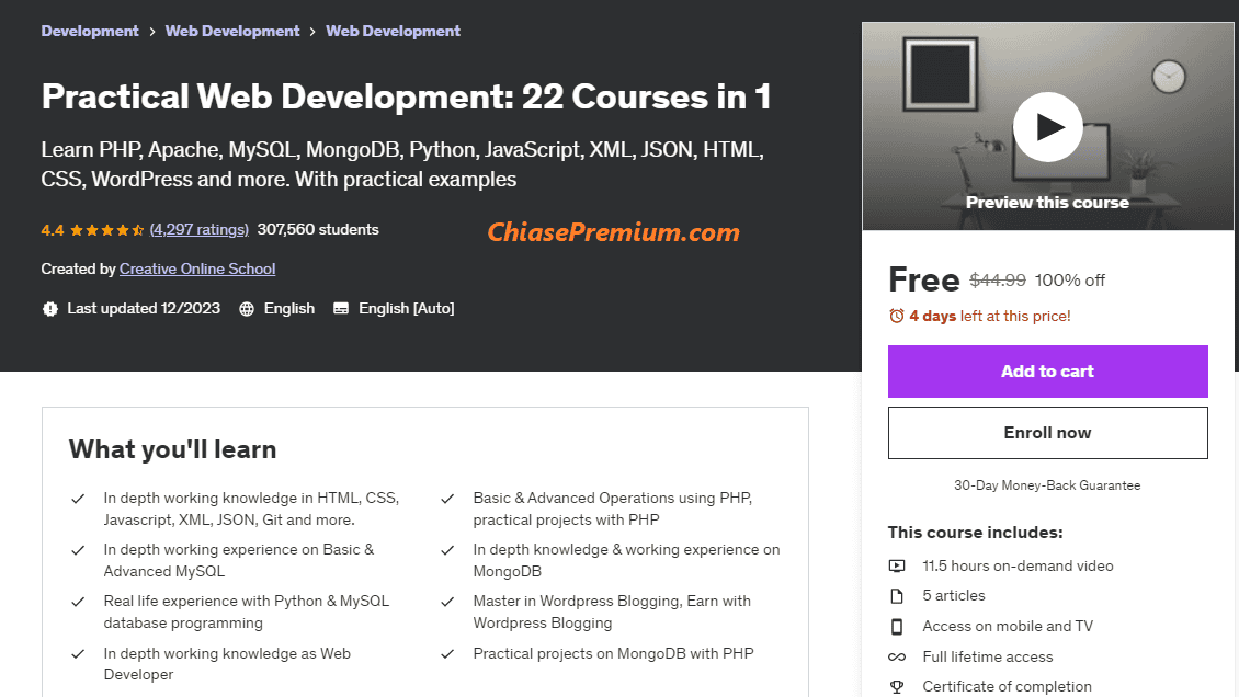 Free "Practical Web Development: 22 Courses in 1" course
